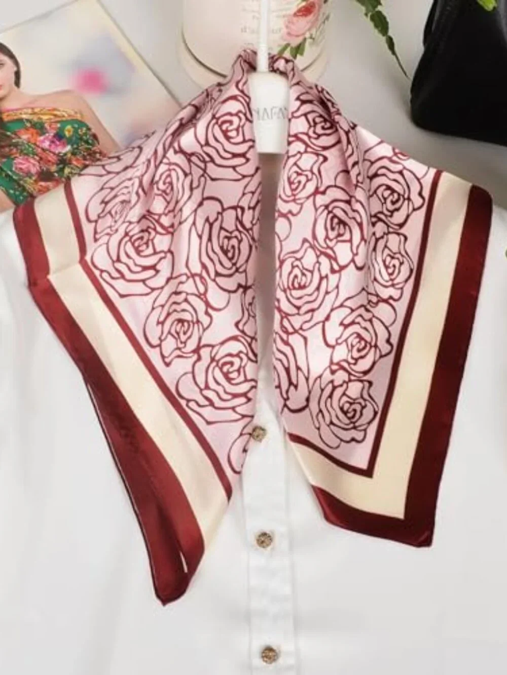 Women 100% Mulberry Silk Lightweight Square Scarf 21 inch Neckerchief